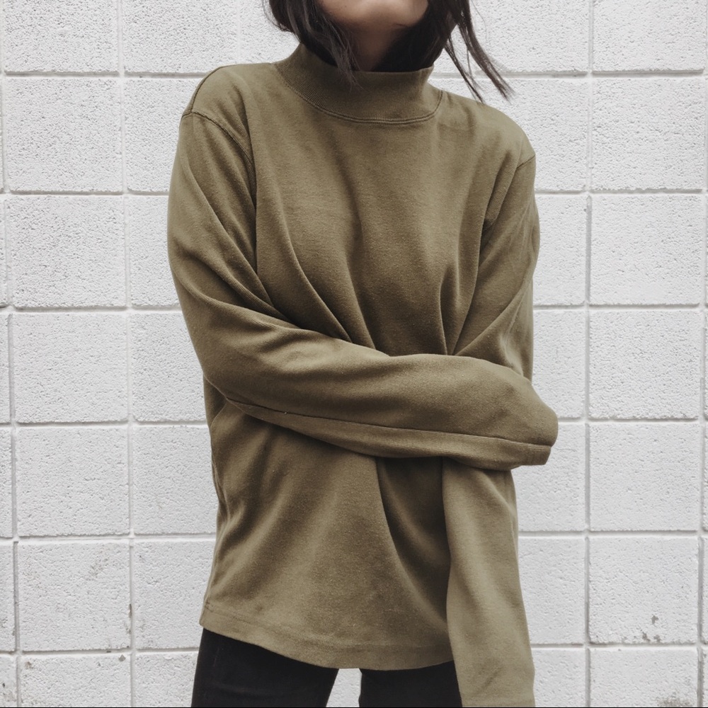 JCREW MENS OLIVE MOCK TURTLENECK SWEATER